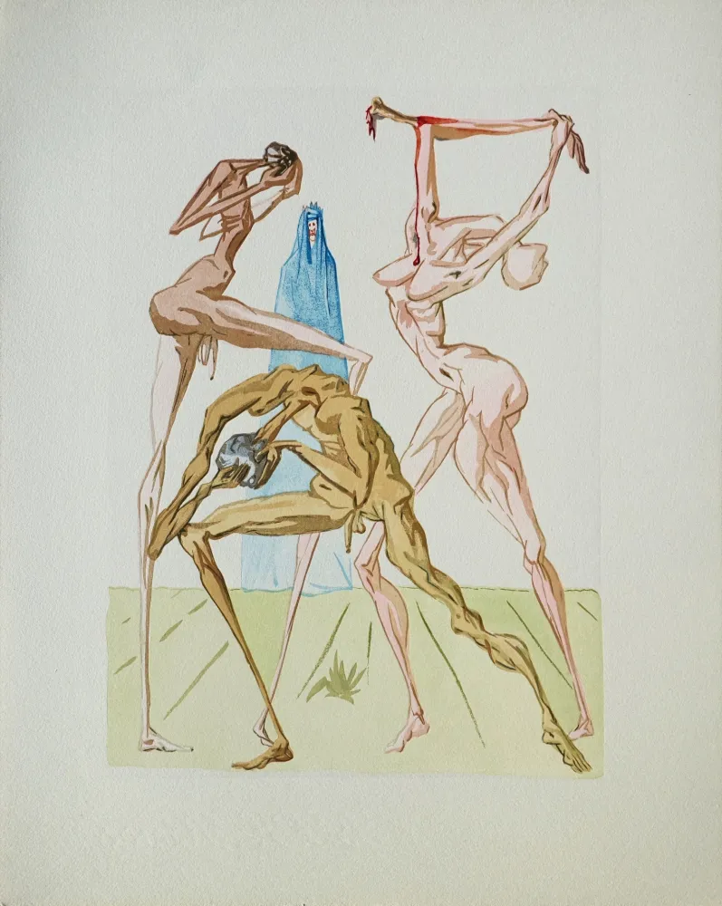 Xilogravura Dali - Divine Comédie, Enfer 19, Les simoniaques