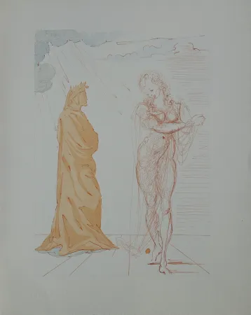 Xilogravura Dali - Divine Comédie, Enfer 2, Virgile réconforte Dante