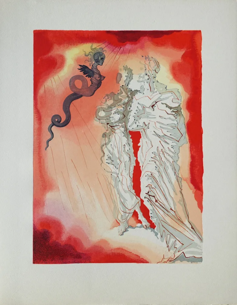 Xilogravura Dali - Divine Comédie, Enfer 21, Le Diable noir