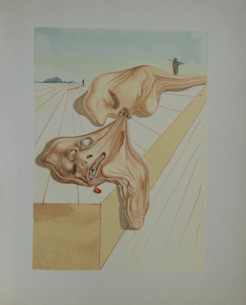 Xilogravura Dali - Divine Comédie, Enfer 30, Les hommes qui s'entre dévorent