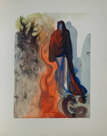 Xilogravura Dali - Divine Comédie, Enfer 34, Apparition de Pluton