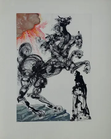 Xilogravura Dali - Divine Comédie, Enfer 6, Cerbère