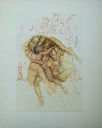 Xilogravura Dali - Divine Comédie, Enfer 8, Les coléreux