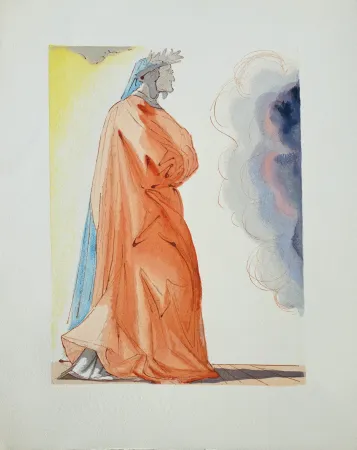 Xilogravura Dali - Divine Comédie, Paradis 1, Dante à l'entrée du paradis