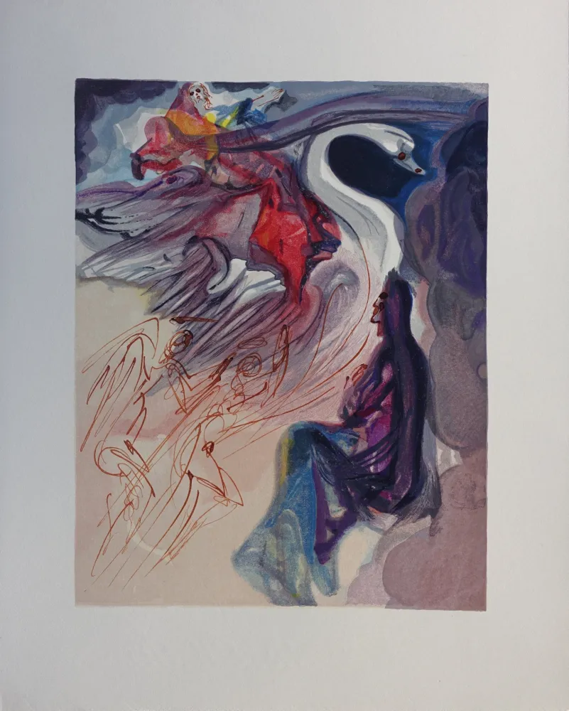 Xilogravura Dali - Divine Comédie, Paradis 19, Le langage de l'oiseau