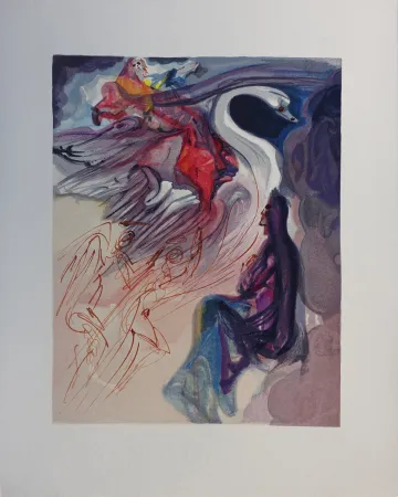 Xilogravura Dali - Divine Comédie, Paradis 19, Le langage de l'oiseau