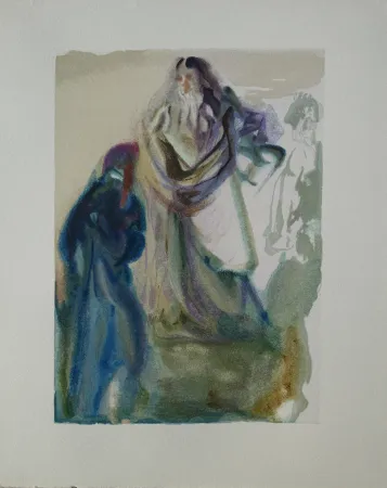 Xilogravura Dali - Divine Comédie, Paradis 28, Dante et deux anges