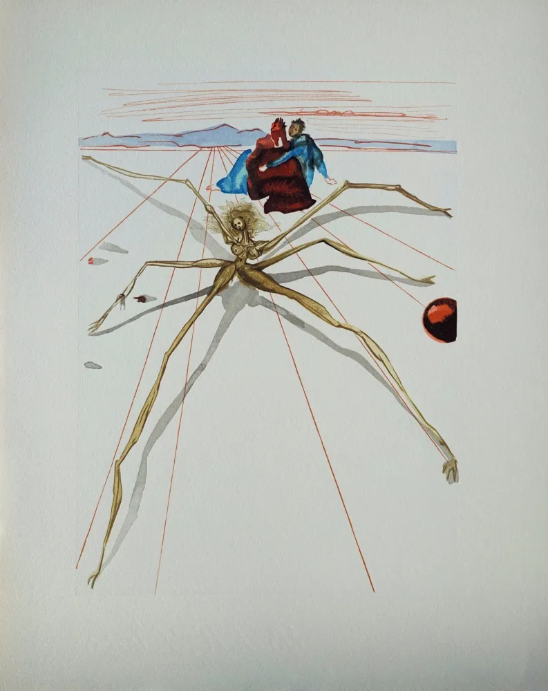 Xilogravura Dali - Divine Comédie, Purgatoire 17, Quittant la corniche de la colère