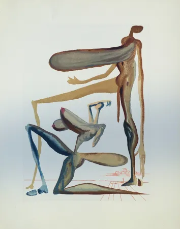 Xilogravura Dali - Divine Comédie, Purgatoire 22, La prodigalité