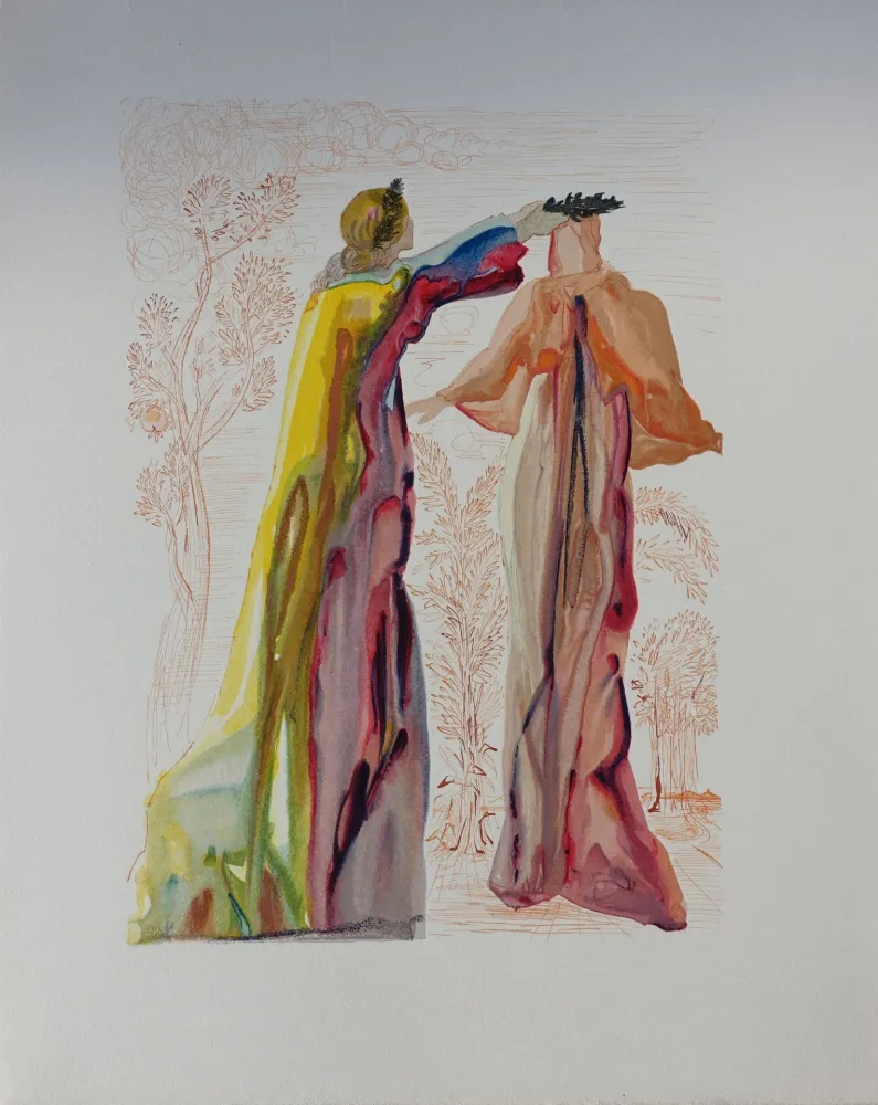 Xilogravura Dali - Divine Comédie, Purgatoire 27, Derniers mots de Virgile