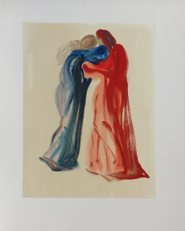 Xilogravura Dali - Divine Comédie, Purgatoire 29, Dante et Béatrice