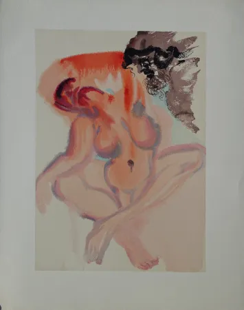 Xilogravura Dali - Divine Comédie, Purgatoire 3, Les indolents