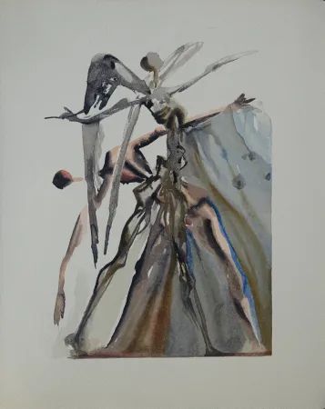 Xilogravura Dali - Divine Comédie, Purgatoire 4, Les négligents