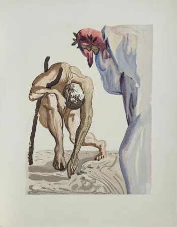 Xilogravura Dali - Divine Comédie, Purgatoire 7, Les princes de la vallée fleurie
