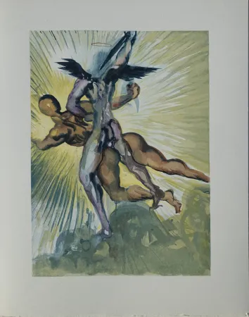Xilogravura Dali - Divine Comédie, Purgatoire 8, Les anges de la vallée