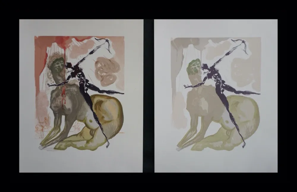Xilogravura Dali - Divine Comedy Hell Canto 12 Decomposition (2 Pieces)