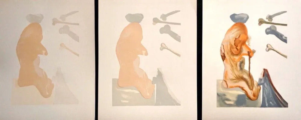 Xilogravura Dali - Divine Comedy Hell Canto 20 Decomposition (3 Pieces)