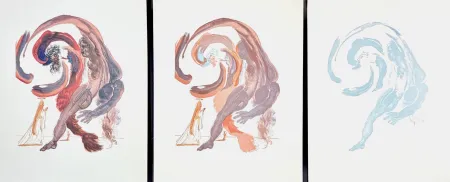 Xilogravura Dali - Divine Comedy Purgatory Canto 18 Decomposition 3 Pieces