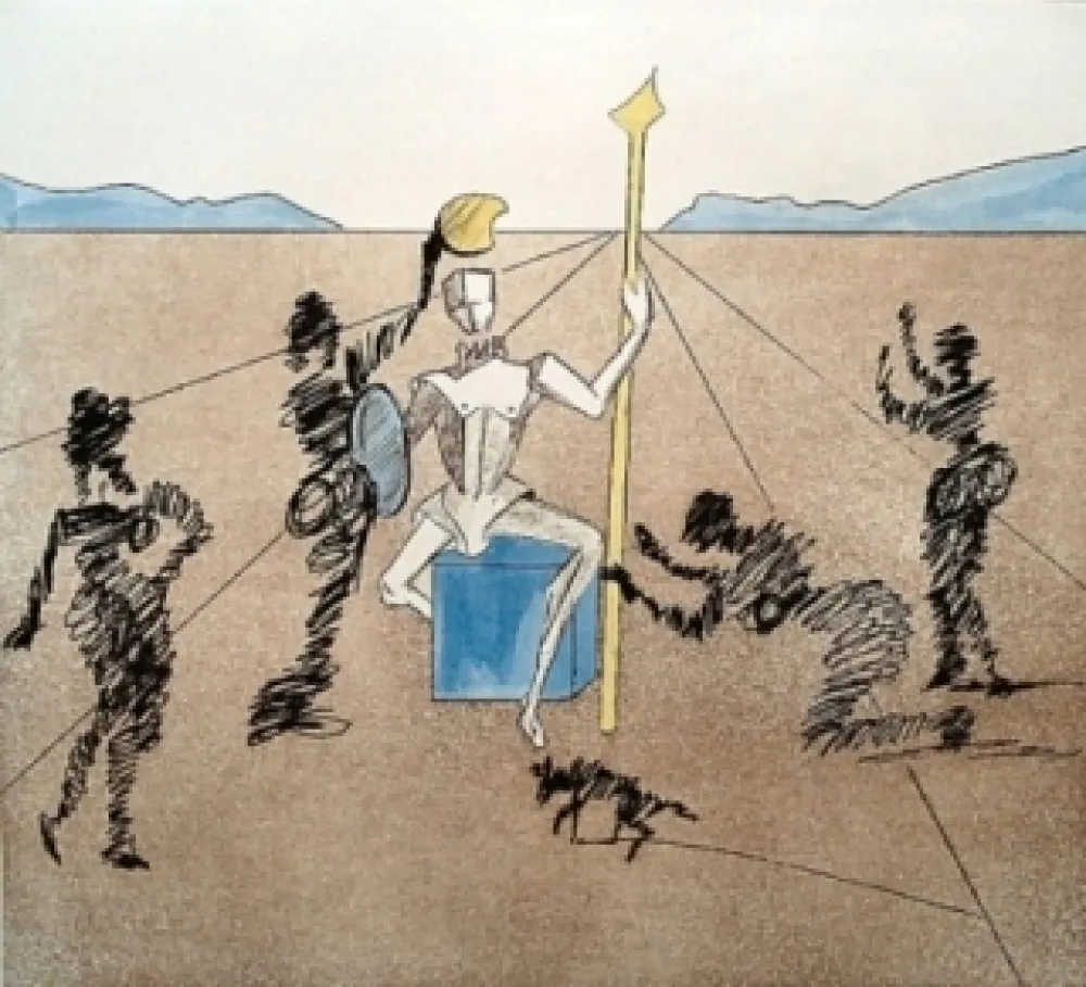 Gravura Dali - Don Quijote - le casque d'or de Mandrino