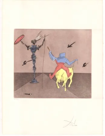 Gravura Dali - Don Quijote - Maître et écuyer