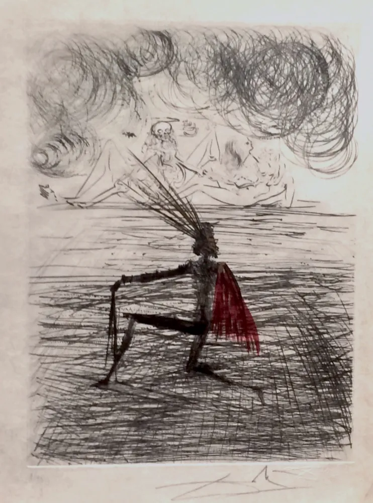 Gravura Dali - Faust Chevalier a Genou