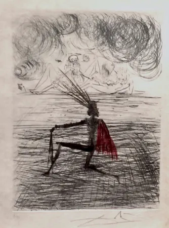 Gravura Dali - Faust Chevalier a Genou