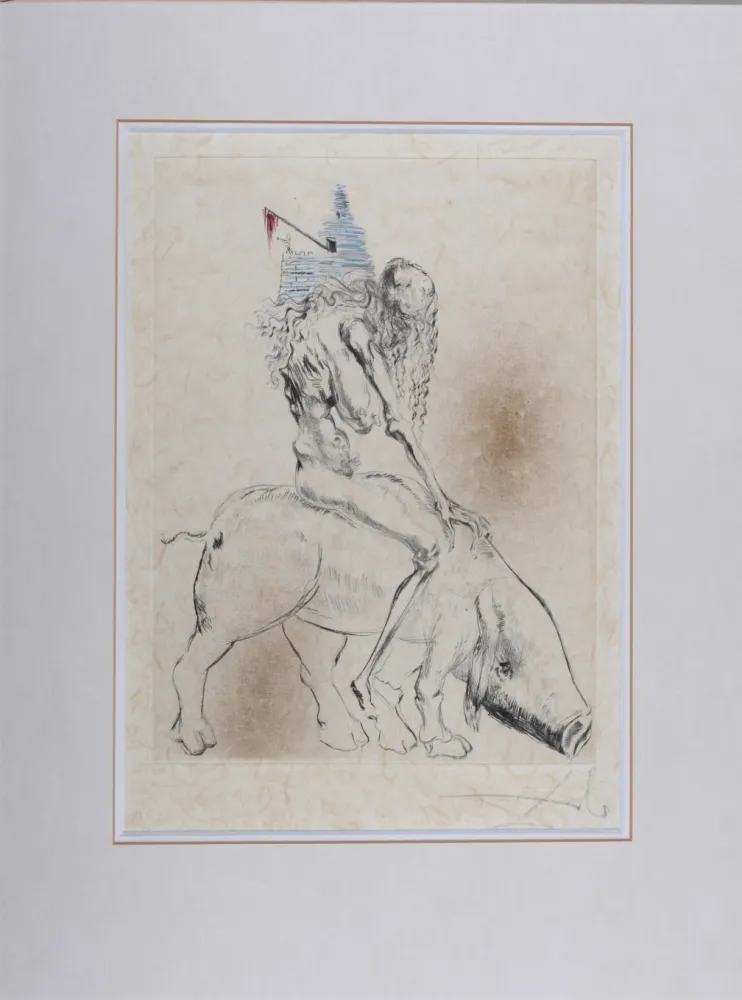 Xilogravura Dali - Femme Au Cochon