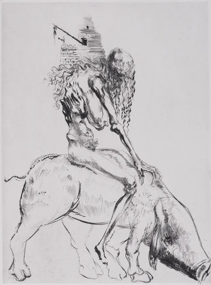 Gravura Dali - Femme au Cochon, 1969