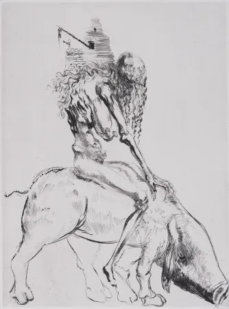 Gravura Dali - Femme au Cochon, 1969