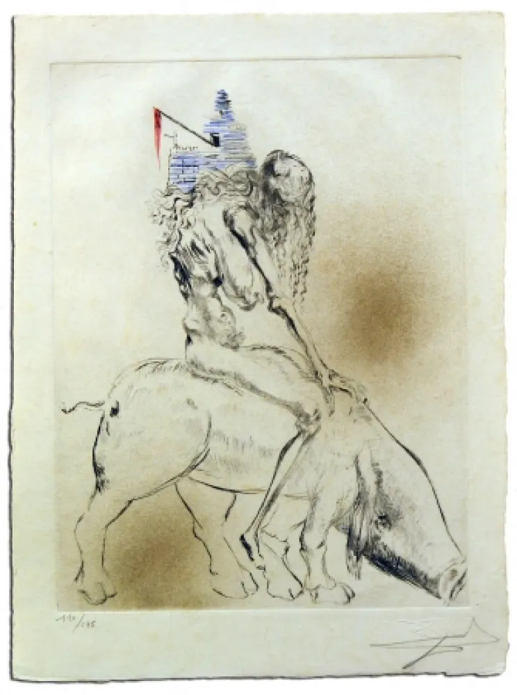 Gravura Dali - Femme Au Cochon, from Faust 