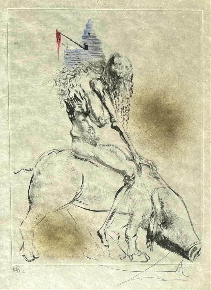 Múltiplo Dali - Femme au cochon ( Woman with Pig )
