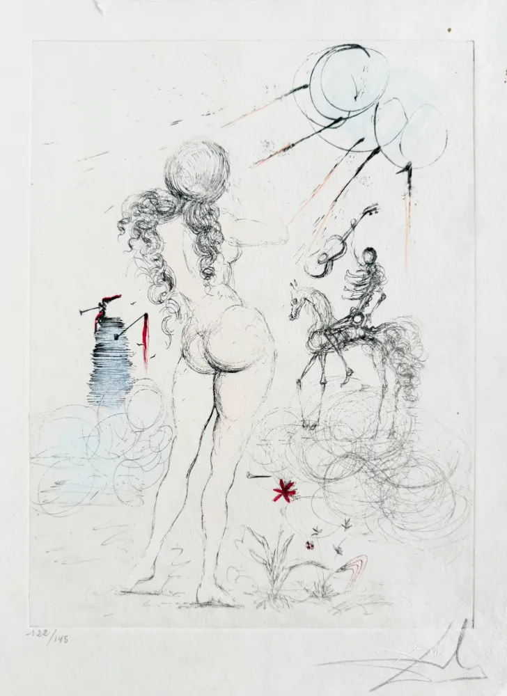 Gravura Dali - Femme, cheval et la mort