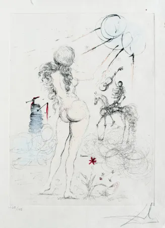 Gravura Dali - Femme, cheval et la mort