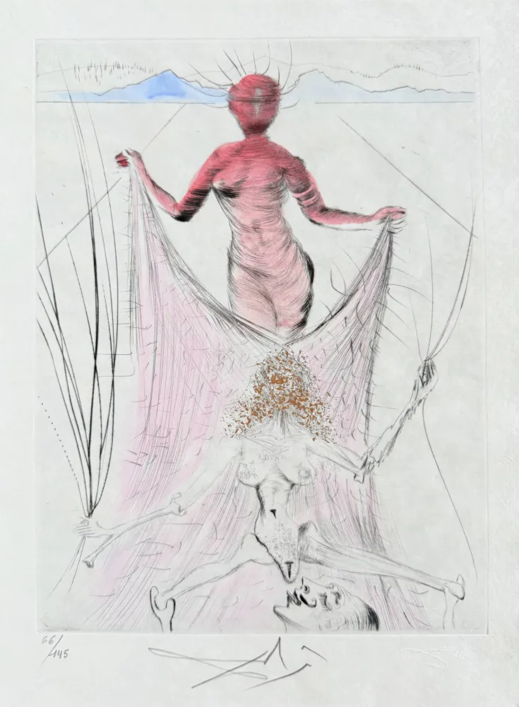 Gravura Dali - Femme tenant le voile