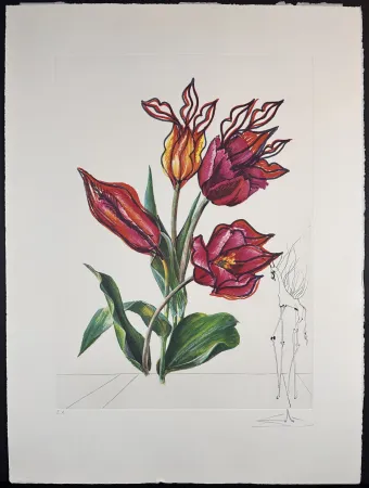 Gravura Dali - Florals Tulips Girafe en Feu