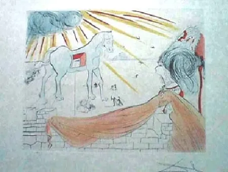 Gravura Dali - Helen and the Trojan Horse