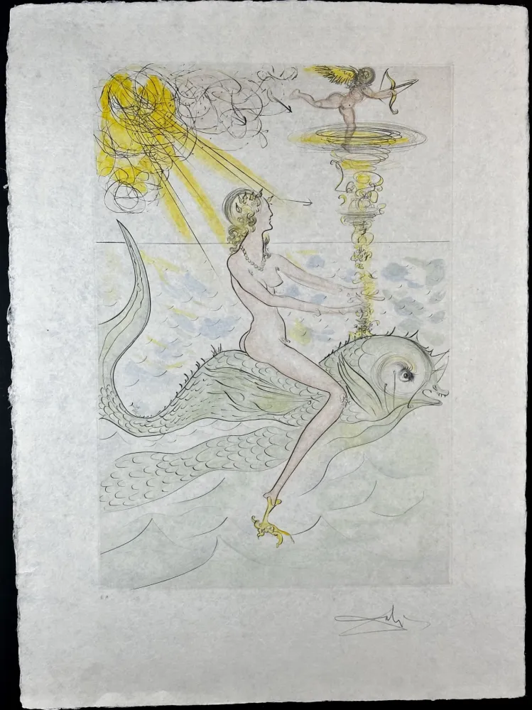 Gravura Dali - Hommage a Albrecht Durer Sirene au Dauphin
