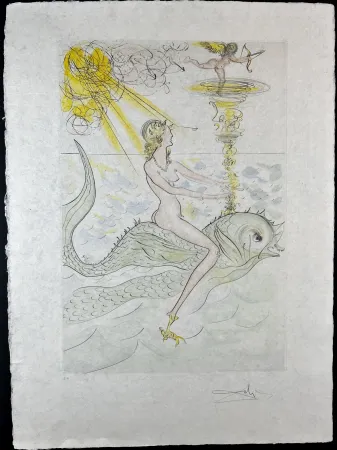 Gravura Dali - Hommage a Albrecht Durer Sirene au Dauphin