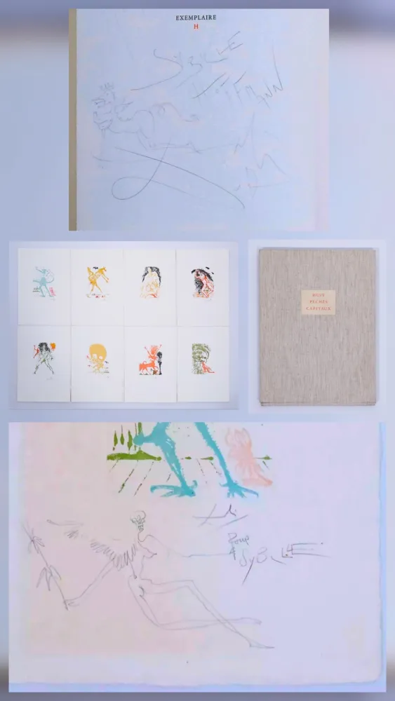 Água-Tinta Dali - Huit péchés capitaux - with two original drawings