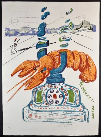 Gravura Dali - Imaginations & Objects of The Future Cybernetic Lobster Telephone