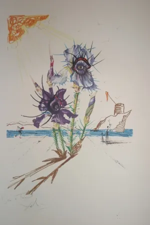 Litografia Dali - Iris of Dalí's Youth (surrealistic flowers)