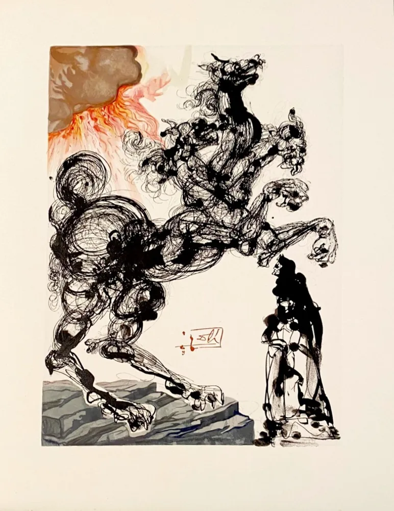 Xilogravura Dali - La Divine Comédie - Enfer 06 - Cerbère