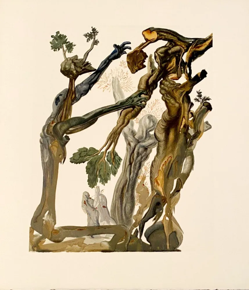 Xilogravura Dali - La Divine Comédie - Enfer 13 - La forêt des suicidés