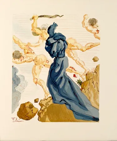 Xilogravura Dali - La Divine Comédie - Enfer 15 - Les Margelles du Phlégéton