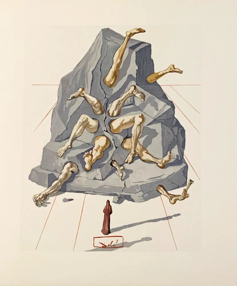 Xilogravura Dali - La Divine Comédie - Enfer 19 - Les Simoniaques