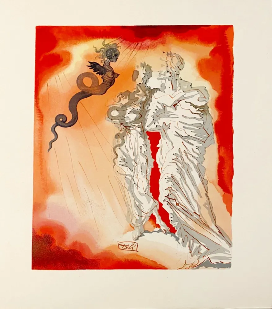 Xilogravura Dali - La Divine Comédie - Enfer 21 - Le Diable noir