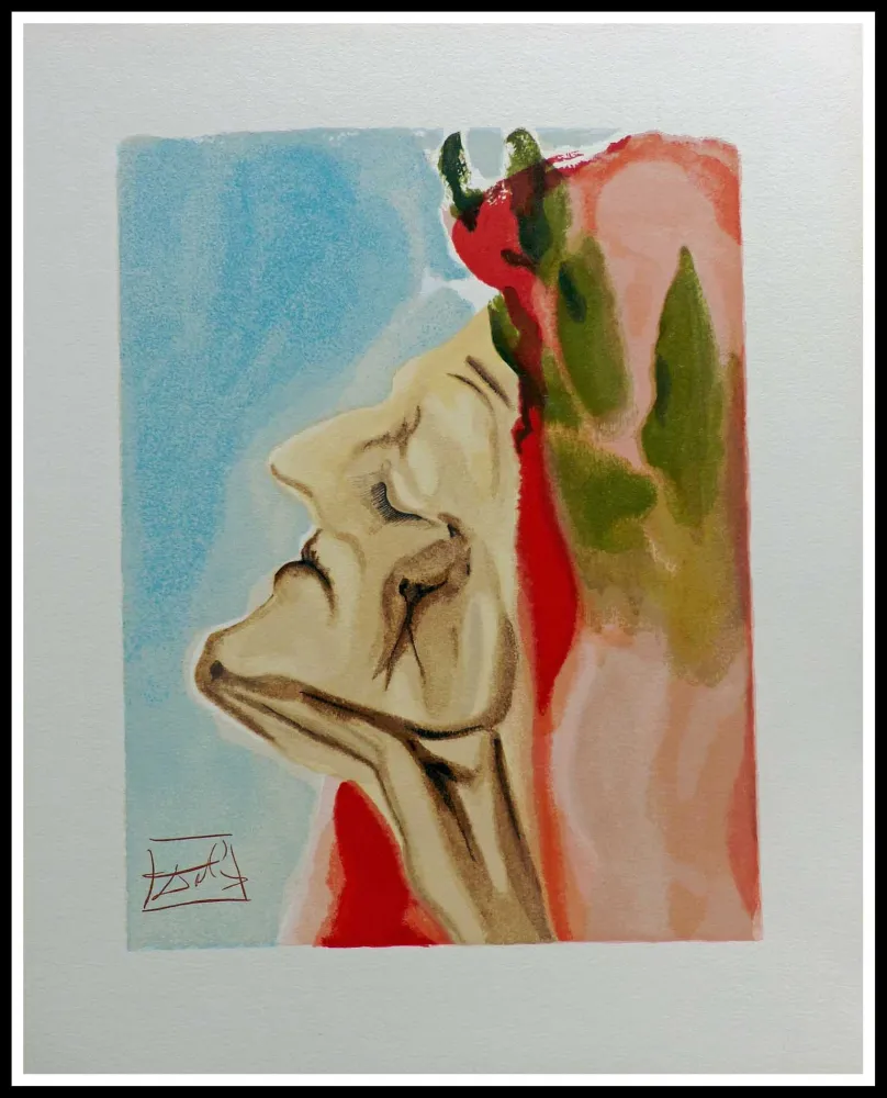 Xilogravura Dali - LA DIVINE COMEDIE - Le nouveau de doute de Dante