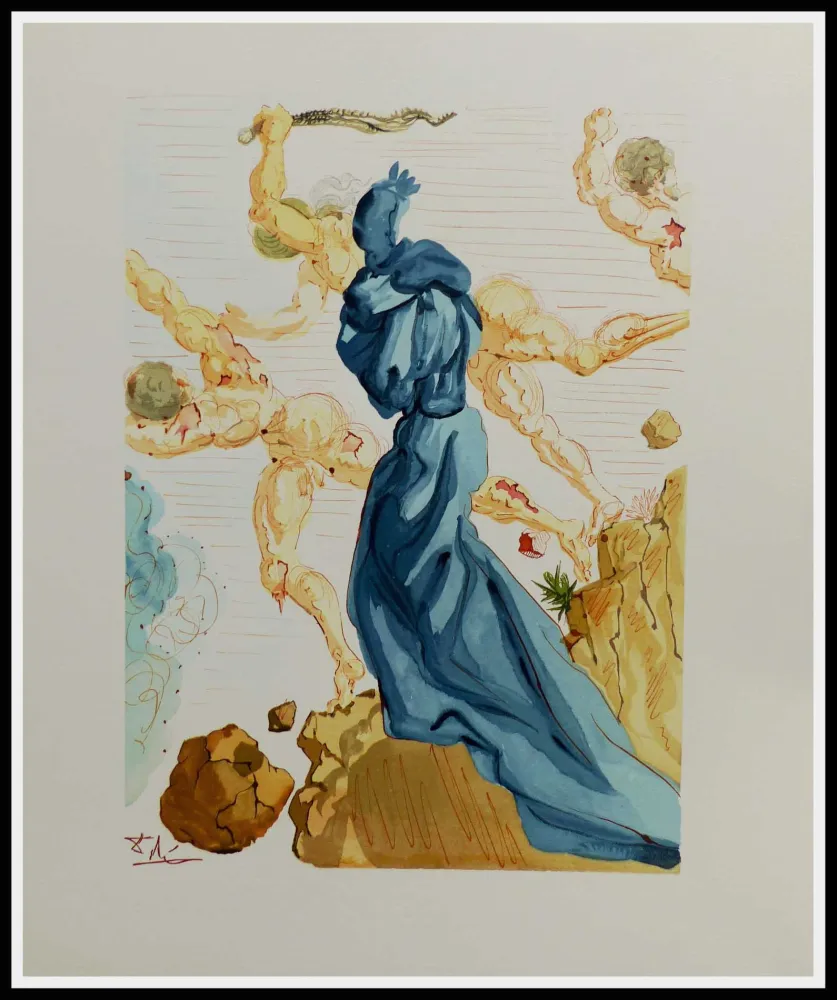 Xilogravura Dali - LA DIVINE COMEDIE - Les margelles de Phlégéton