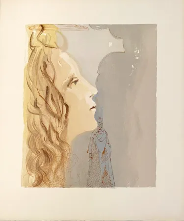 Xilogravura Dali - La Divine Comédie - Paradis 08 - Le Visage de Béatrice