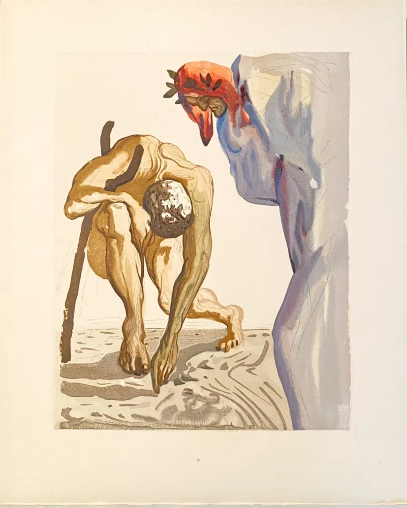 Xilogravura Dali - La Divine Comédie - Purgatoire 07 - Les Princes de la vallée